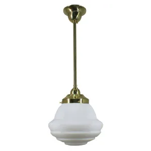 Parkville Opal Matt 9&quot; Shade w 1/2&quot; x 1/2m Brass Rod Pendant by null, a Lighting for sale on Style Sourcebook
