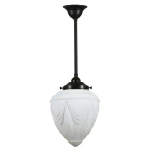 Empire Opal Matt 8&quot; Shade w 3/4&quot; x 1/2m Black Rod Pendant by null, a Lighting for sale on Style Sourcebook