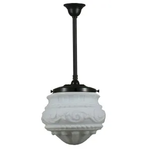 Premier Opal Matt 12&quot; Shade w 3/4&quot; x 1/2m Black Rod Pendant by null, a Lighting for sale on Style Sourcebook