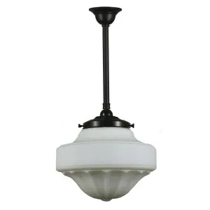 Derby Opal Matt 13&quot; Shade w 3/4&quot; x 1/2m Black Rod Pendant by null, a Lighting for sale on Style Sourcebook