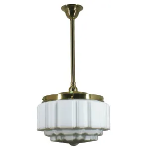 St Kilda Opal Matt 14&quot; Shade w 3/4&quot; x 1/2m Brass Rod Pendant by null, a Lighting for sale on Style Sourcebook