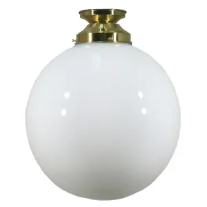 Opal Gloss Sphere 12&quot; Shade w 4 1/4&quot; Brass Batten Fix Light by null, a Lighting for sale on Style Sourcebook