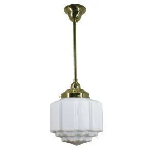 St Kilda Opal Matt 8&quot; Shade w 1/2&quot; x 1/2m Brass Rod Pendant by null, a Lighting for sale on Style Sourcebook