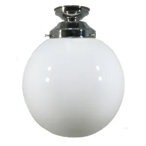 Opal Gloss Sphere 10&quot; Shade w 4 1/4&quot; Chrome Batten Fix Light by null, a Lighting for sale on Style Sourcebook
