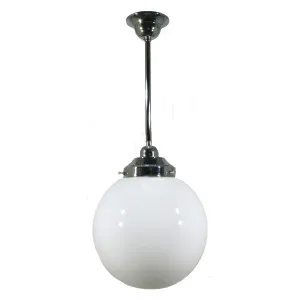 Opal Gloss Sphere 10&quot; Shade w 1/2&quot; x 1/2m Chrome Rod Pendant by null, a Lighting for sale on Style Sourcebook