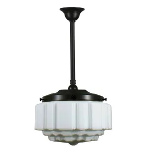 St Kilda Opal Matt 14&quot; Shade w 3/4&quot; x 1/2m Black Rod Pendant by null, a Lighting for sale on Style Sourcebook