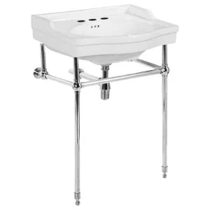 Bristol 62cm 3 Tap Hole Console Basin, White &amp; Stainless Steel by null, a Basins for sale on Style Sourcebook