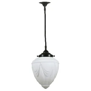 8&quot; Empire Opal Matte Shade on Single Chain Suspension Patina Black by null, a Lighting for sale on Style Sourcebook