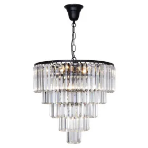 Celestial 10 Light 5 Tier Chandelier Matte Black by null, a Lighting for sale on Style Sourcebook