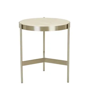 Venus Side Table - Natural Travertine - Brushed Stainless Steel by GlobeWest, a Side Table for sale on Style Sourcebook