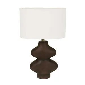 Emery Curve Table Lamp - Chocolate Ceramic - Ivory by GlobeWest, a Table & Bedside Lamps for sale on Style Sourcebook