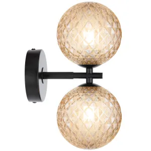 Telbix Black Felton 2 Light Wall Light Amber Tear by Telbix, a Outdoor Lighting for sale on Style Sourcebook