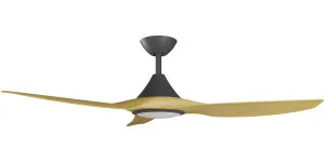 Calibo Smart CloudFan 52" (1300mm) ABS DC Ceiling Fan with 20W CCT LED Light and Remote Black & Bamboo by Calibo, a Ceiling Fans for sale on Style Sourcebook