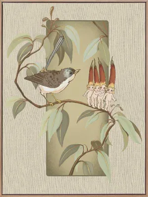 A Song for the Native Fuchsia Babies Olive Green Canvas Art Print by Urban Road, a Prints for sale on Style Sourcebook