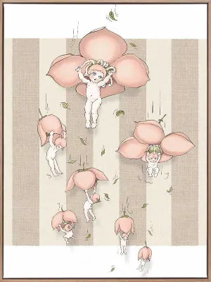 Floating Flower Babies Neutral Canvas Art Print by Urban Road, a Prints for sale on Style Sourcebook