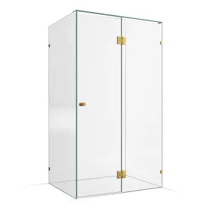 Frameless Shower Screen 1200x900mm - 600mm Hinge Panel Brushed Brass by Highgrove Bathrooms, a Showers for sale on Style Sourcebook