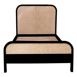 Willow Single Bed Frame in Mangowood Black / Rattan by OzDesignFurniture, a Beds & Bed Frames for sale on Style Sourcebook