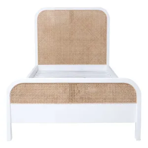 Willow Single Bed Frame in Mangowood White / Rattan by OzDesignFurniture, a Beds & Bed Frames for sale on Style Sourcebook