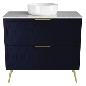 Sutherland House Vanity 900mm Centre WG Basin SilkSurface AC Top On Legs by Timberline, a Vanities for sale on Style Sourcebook