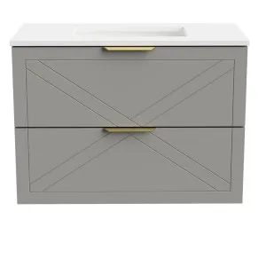 Sutherland House Vanity 900mm Centre WG Basin SilkSurface UC Top Wall Hung by Timberline, a Vanities for sale on Style Sourcebook