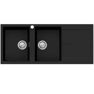 ST-MB1516 OF SAN-Matt BK Double LHB B&DR by Oliveri, a Kitchen Sinks for sale on Style Sourcebook