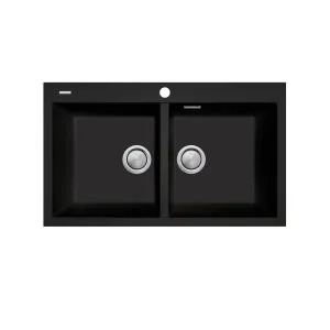ST-MB1564 OF SAN-Matt Black Dbl Bowl TM by Oliveri, a Kitchen Sinks for sale on Style Sourcebook