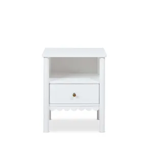 Maisie Scalloped Bedside Table - White - Mocka by Mocka., a Side Table for sale on Style Sourcebook