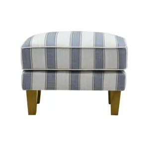 Bondi Hamptons Ottoman Blue Sky Stripe W/Blue Piping by Florabelle Living, a Chairs for sale on Style Sourcebook
