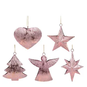 Chrissie Set of 5 Hanging Ornaments Pink by Florabelle Living, a Christmas for sale on Style Sourcebook