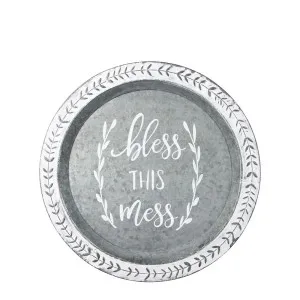 Country Zinc Bless This Mess Round Tray by Florabelle Living, a Christmas for sale on Style Sourcebook