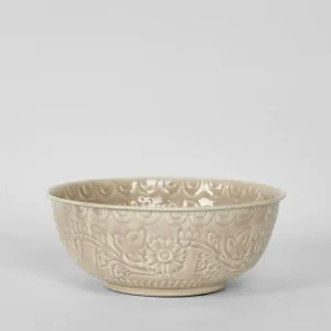 Enamel Bowl Embossed Taupe by Florabelle Living, a Statues & Ornaments for sale on Style Sourcebook