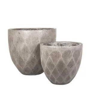 Verge Low Facet Pot Set of 2 Grey by Florabelle Living, a Plant Holders for sale on Style Sourcebook