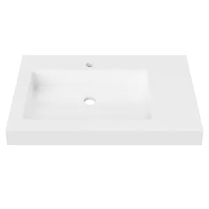 Essential Wall Mount • Offset Bowl LH 750mm 1TH, Mineral Composite by Duroclass, a Basins for sale on Style Sourcebook