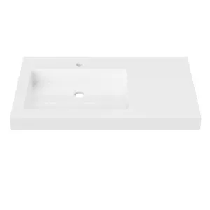 Essential Wall Mount • Offset Bowl LH 900mm 1TH, Mineral Composite by Duroclass, a Basins for sale on Style Sourcebook