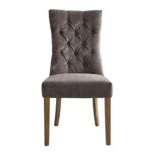 Diana Buttoned Hamptons Dining Chair Silver Grey Linen Blend by Florabelle Living, a Chairs for sale on Style Sourcebook