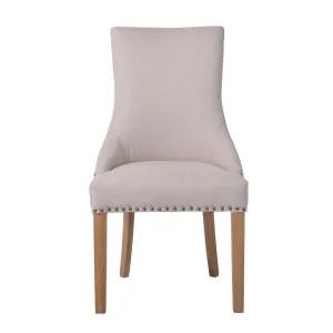 Bordeaux Studded Beige Oakwood Dining Chair by Florabelle Living, a Chairs for sale on Style Sourcebook