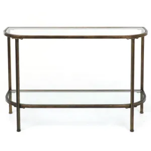 Palladium 120cm Curved Glass Console Table Brass by Florabelle Living, a Console Table for sale on Style Sourcebook