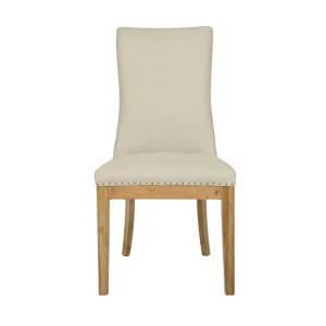 Oakwood Hamptons Linen Dining Chair Natural W/ Studs by Florabelle Living, a Chairs for sale on Style Sourcebook