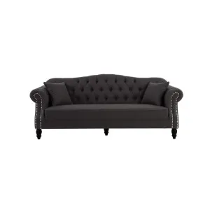 Vaucluse 3 Seat Hamptons Buttoned Sofa Beige Linen Blend by Florabelle Living, a Sofas for sale on Style Sourcebook