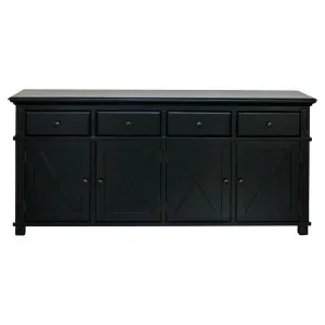 Sorrento 4 Door Hamptons 188cm Buffet Black by Florabelle Living, a Console Table for sale on Style Sourcebook