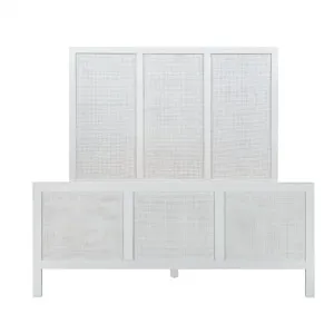 Santorini Hamptons Timber/Rattan Double Bed White by Florabelle Living, a Beds & Bed Frames for sale on Style Sourcebook