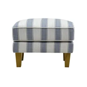 Bondi Hamptons Ottoman Blue Sky Stripe W/Blue Piping by Florabelle Living, a Chairs for sale on Style Sourcebook