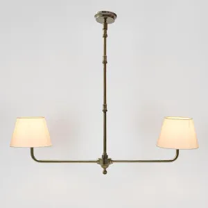 Sheridan Two Arm Pendant Antique Brass by Florabelle Living, a Chandeliers for sale on Style Sourcebook