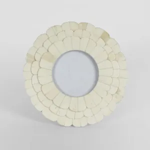 Leila Round Bone Inlay White Photo Frame by Florabelle Living, a Photo Frames for sale on Style Sourcebook