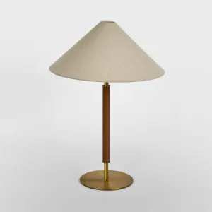 Huntley Leather & Brass Table Lamp & Shade by Florabelle Living, a Table & Bedside Lamps for sale on Style Sourcebook