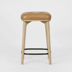 Carlton Leather Counter Stool Tan by Florabelle Living, a Stools for sale on Style Sourcebook