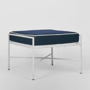 Sheffield Iron Ottoman/footstool White/Navy -Outdoor by Florabelle Living, a Chairs for sale on Style Sourcebook