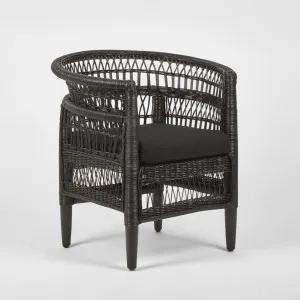 Livingstone Wicker Armchair Black/Black cushion - Outdoor Under-Cover by Florabelle Living, a Chairs for sale on Style Sourcebook
