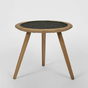 Cove Teak & Synthetic Side Table Black - Outdoor by Florabelle Living, a Coffee Table for sale on Style Sourcebook