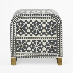 Adina Bone Inlay Bedside Table Grey/White by Florabelle Living, a Coffee Table for sale on Style Sourcebook